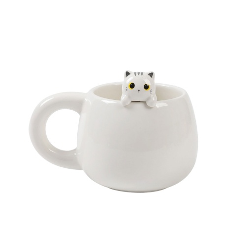 Caneca de Cerâmica Charm I-TOTAL Gato Branco 450ml