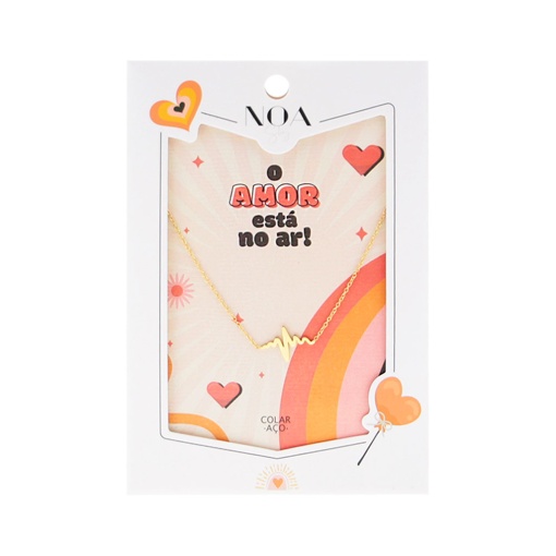 Colar Aço Dourado NOA Story Cardio "O amor está no ar!"