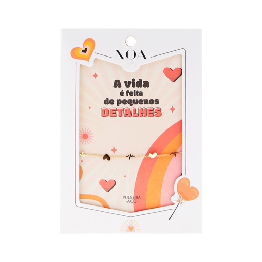 Pulseira Aço Dourado NOA Story Cardio "A Vida é Feita de Pequenos Detalhes"