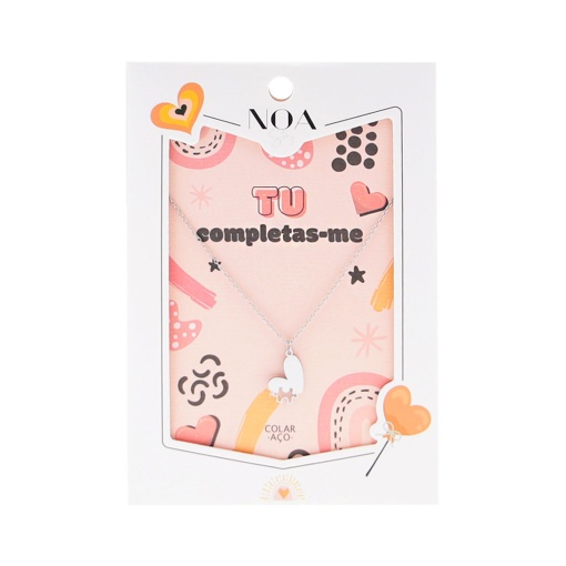 Colar Aço Prateado NOA Story Coração + Puzzle "Tu completas-me"