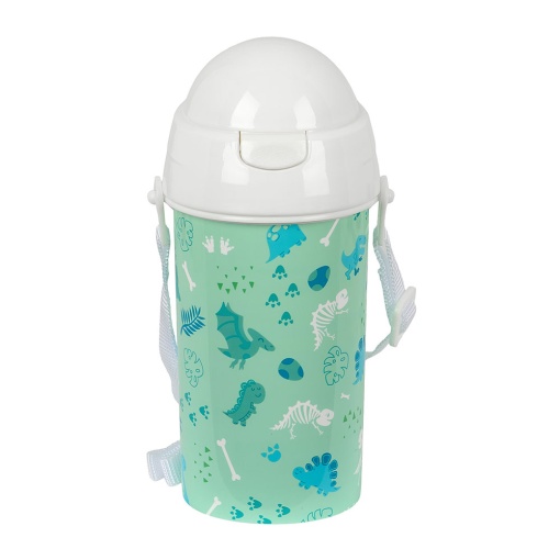 Garrafa SAFTA DINO 500ml abertura automática com palhinha