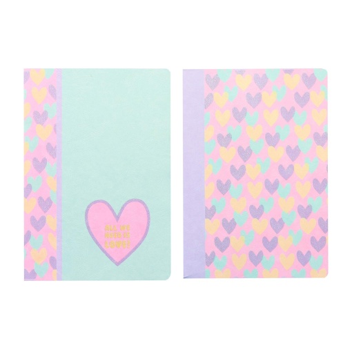 Caderno A4 Agrafado ANCOR B'log Hearts 2025 Pautado 48 folhas 90g Sortido
