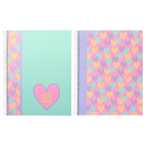 Caderno A4 Capa Dura Espiral ANCOR B'log Hearts 2025 Pautado 80 folhas 90g Sortido