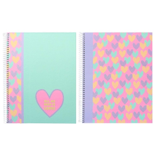 Caderno A4 Capa Dura Espiral ANCOR B'log Hearts 2025 Quadriculado 80 folhas 90g Sortido