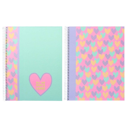 Caderno A5 Capa Dura Espiral ANCOR B'LOG HEARTS 2025 Pautado 80 folhas 90g Sortido