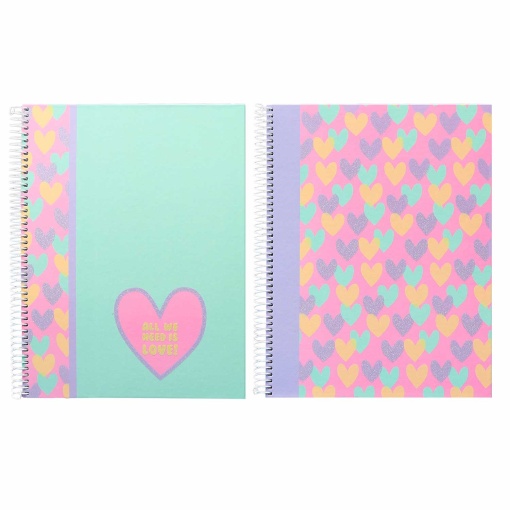 Caderno A5 Capa Dura Espiral ANCOR B'LOG HEARTS 2025 Quadriculado 80 folhas 90g Sortido
