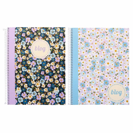 Caderno A5 Capa Dura Espiral ANCOR B'LOG FLOWERS 2025 Quadriculado 80 folhas 90g Sortido