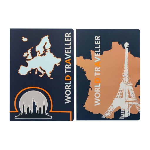 Caderno A4 Agrafado ANCOR B'log Traveller 2025 Quadriculado 48 folhas 90g Sortido