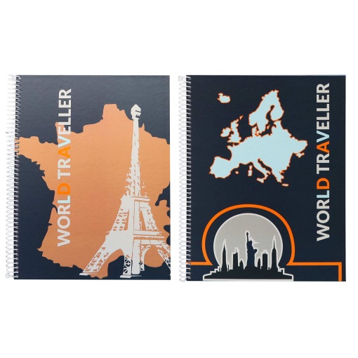 Caderno A4 Capa Dura Espiral ANCOR B'log Traveller 2025 Pautado 80 folhas 90g Sortido
