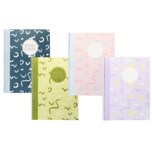 Caderno A5 Espiral ANCOR Soocool 2025 Quadriculado 80 folhas 70g Sortido