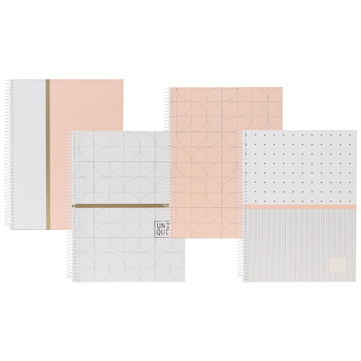 Caderno A4 Capa Dura Espiral ANCOR Unique 2025 Quadriculado 80 folhas 90g Sortido