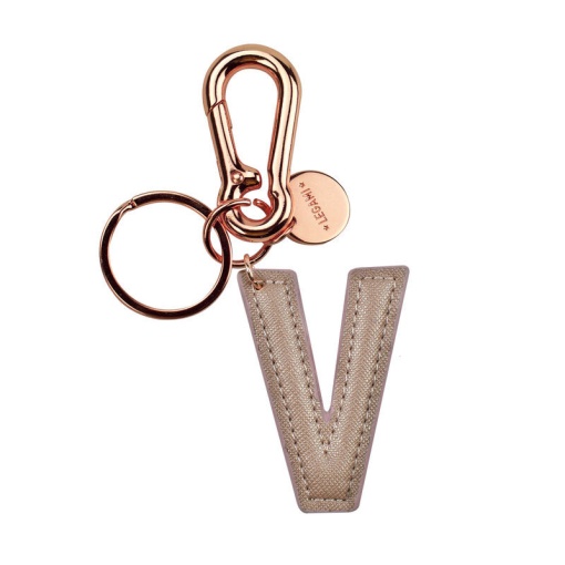 Porta-chaves LEGAMI letra "V" gold rose