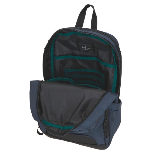 PEPE JEANS Bromley 24 blue backpack for 13.3" laptop and 12" tablet, adaptable to a trolley.