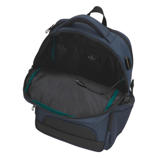 PEPE JEANS Bromley 24 blue backpack for 15.6'' laptop and 12'' tablet, adaptable to a trolley 420070211034