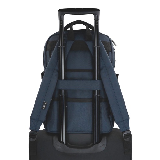 PEPE JEANS Bromley 24 blue backpack for 15.6'' laptop and 12'' tablet, adaptable to a trolley 420070211034