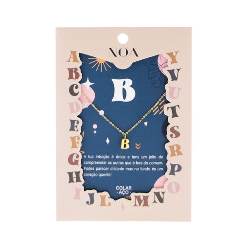 Colar aço dourado NOA Story letra "B" Bs25093-pt