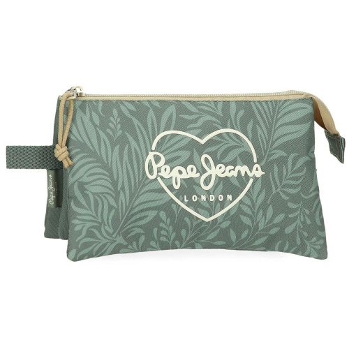 Estojo Escolar Pepe JEANS Coralie Verde 2025 Triplo