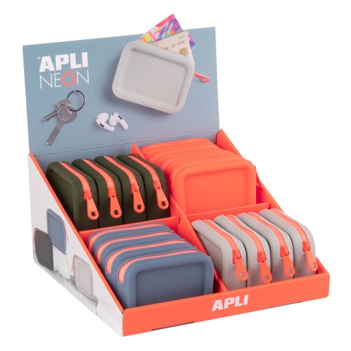 Silicone coin purse APLI neon assorted