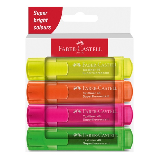 Sublinhador fluorescente FABER-CASTELL Textliner 46 1-2-5mm 4 cores 254644