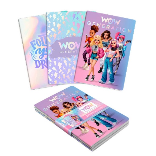 Caderno A5 WOW Generation Sortido (3 Unidades)