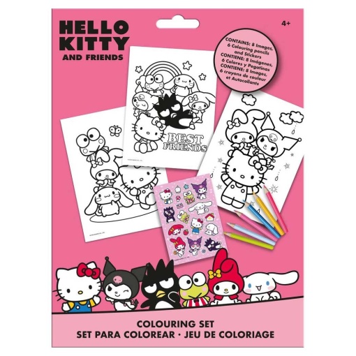 Conjunto para Colorir com Autocolantes Hello Kitty And Friends