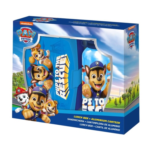 Garrafa de Alumínio 500ml + caixa de lanche Patrulha Pata