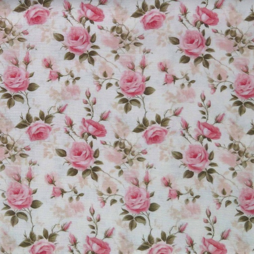 Tecido Digital Beautiful Roses Branco/Rosa 1x1,50m