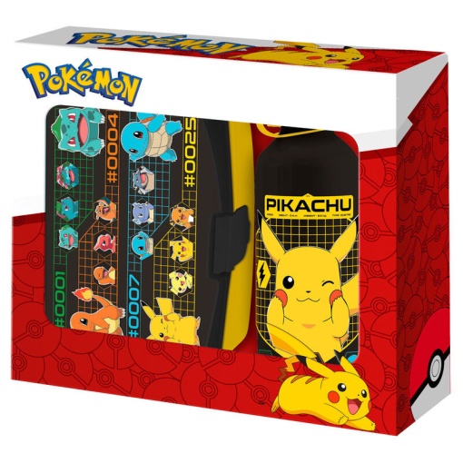Garrafa de Alumínio 500ml + caixa de lanche POKEMON