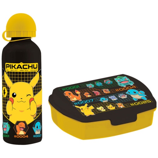 Garrafa de Alumínio 500ml + caixa de lanche POKEMON