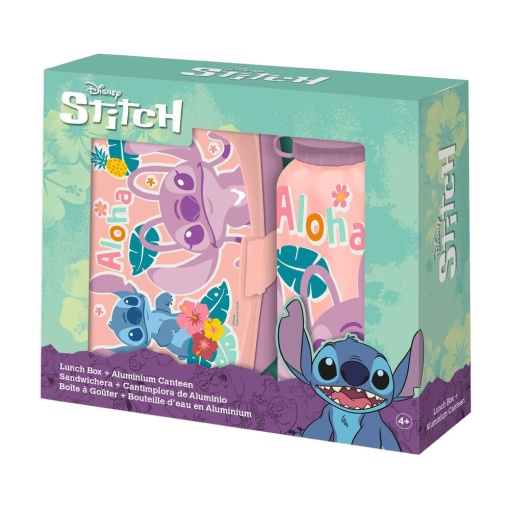 Garrafa de Alumínio 500ml + caixa de lanche DISNEY Stitch