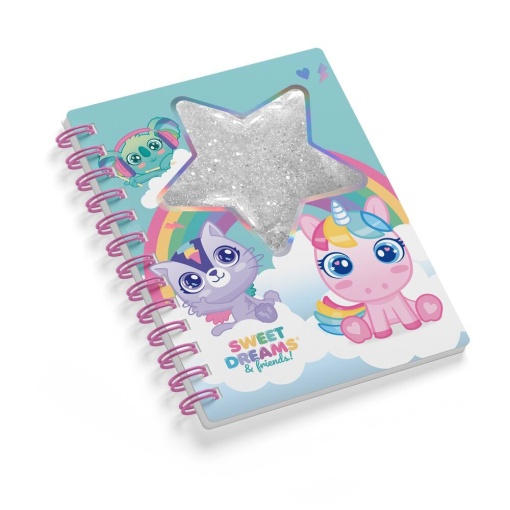 Caderno A5 com Glitter Sweet Dreams & Friends