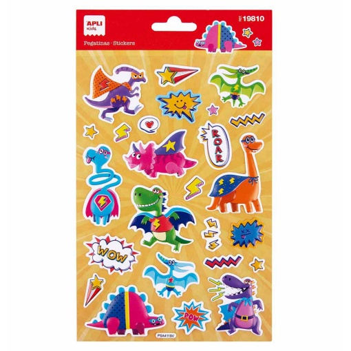 Autocolantes APLI Kids super heróis dinossauros (1 folha)