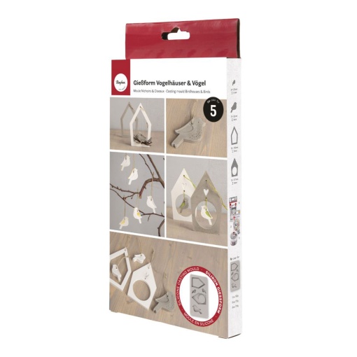 Molde de silicone casinhas e passarinhos 14,5x26x1,2cm RAYHER