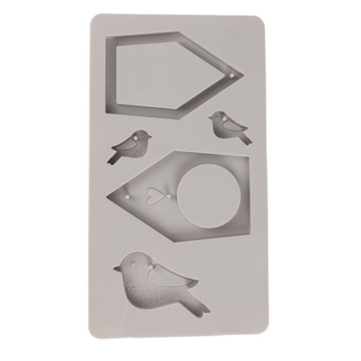 Molde de silicone casinhas e passarinhos 14,5x26x1,2cm RAYHER