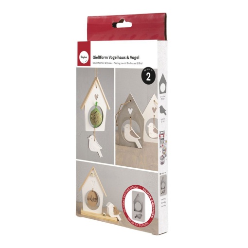 Molde de silicone casinha e passarinho 14,5x26x1,2cm RAYHER