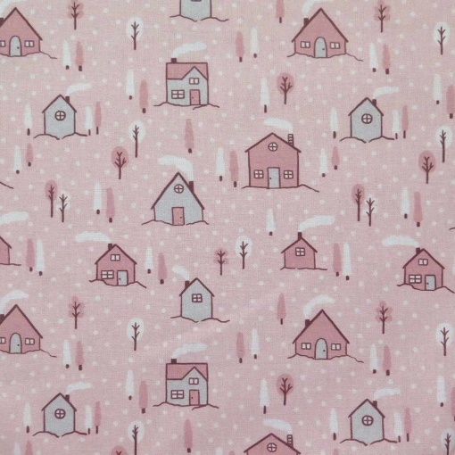 Tecido Digital Casas Rosa 1x1,50m