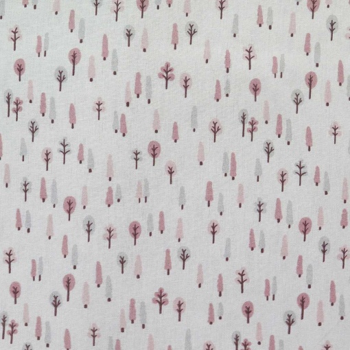 Tecido Digital Árvores Branco/Rosa 1x1,50m