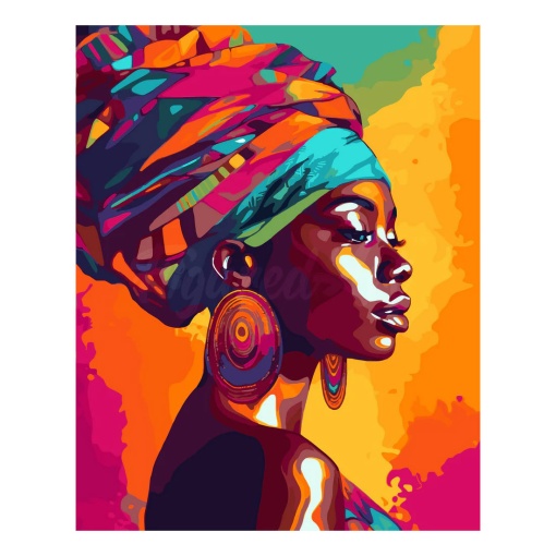 Pintar por números FIGURED'ART com moldura 40x50cm senhora africana vibrante
