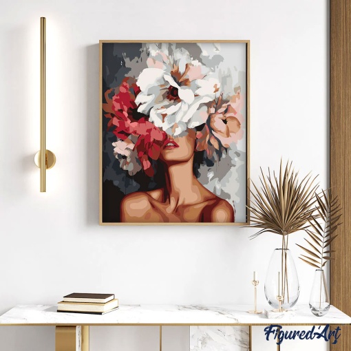 Pintar por números FIGURED'ART com moldura 40x50cm beleza por trás das flores