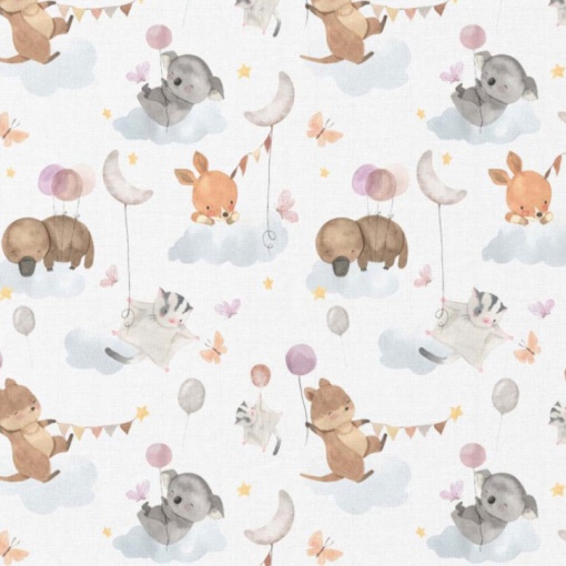 Tecido Digital Animais Adormecidos Branco/Multicor 1x1,50m