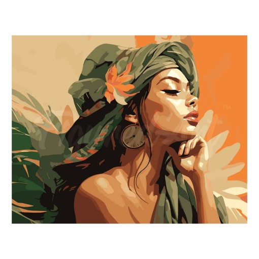 Pintar por números FIGURED'ART com moldura 40x50cm mulher com turbante africano