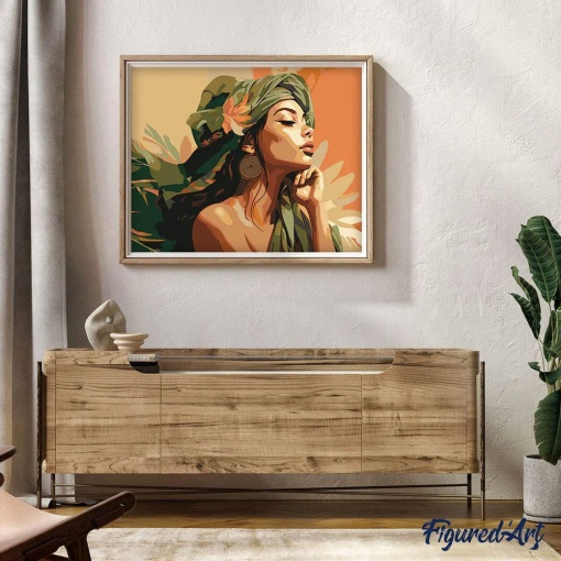 Pintar por números FIGURED'ART com moldura 40x50cm mulher com turbante africano
