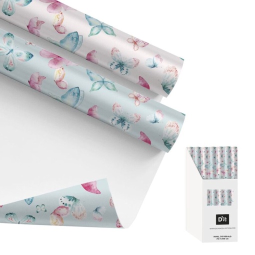 Papel de Embrulho D'CASA 70x200cm Borboletas Sortido