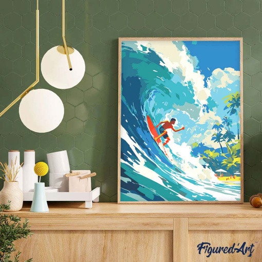 Pintar por números FIGURED'ART com moldura 40x50cm SURF em Havaí
