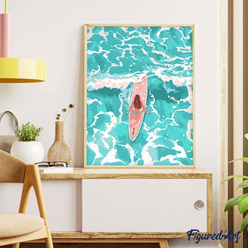 Pintar por números FIGURED'ART com moldura 40x50cm rapariga entre as ondas
