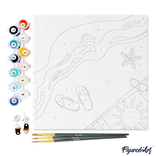 Pintar por números FIGURED'ART com moldura 20x20cm praia de verão