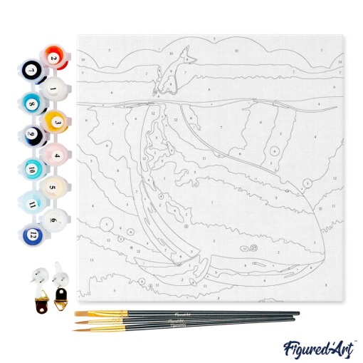 Pintar por números FIGURED'ART com moldura 20x20cm baleia azul