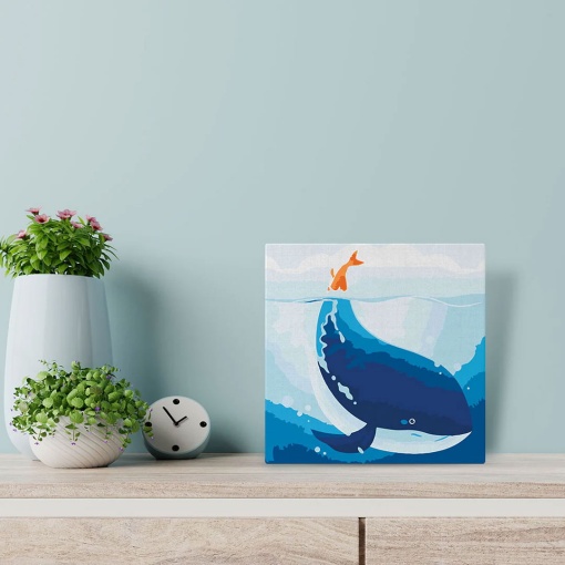 Pintar por números FIGURED'ART com moldura 20x20cm baleia azul