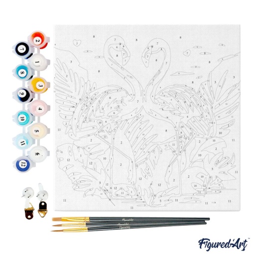 Pintar por números FIGURED'ART com moldura 20x20cm flamingos tropicais