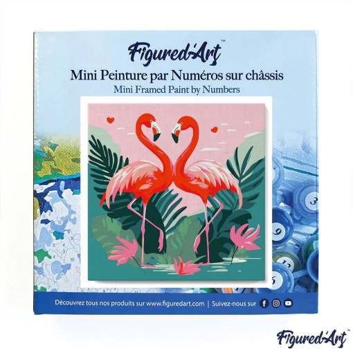 Pintar por números FIGURED'ART com moldura 20x20cm flamingos tropicais